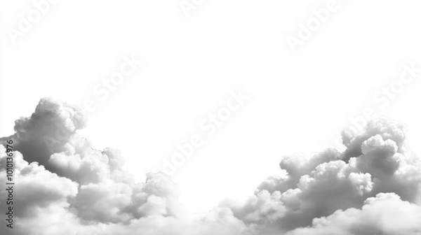 Obraz A cloud-filled sky with a white background, creating a serene and airy atmosphere.