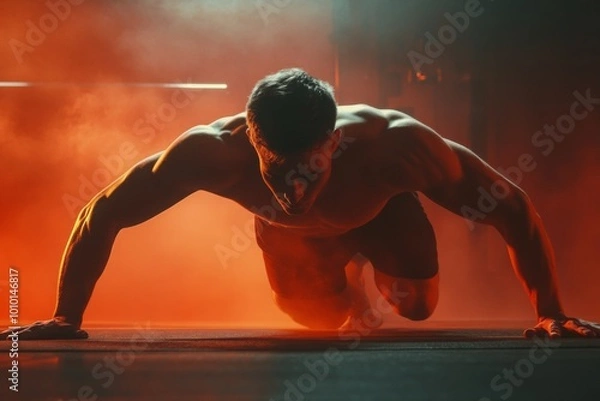 Fototapeta A Focused Athlete in a Dynamic Pose