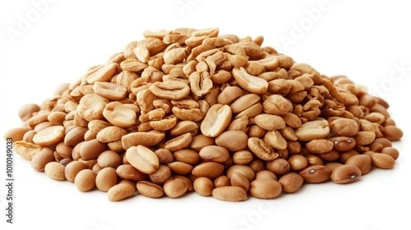 Fototapeta A mound of mixed raw peanuts, showcasing their natural, unprocessed state.