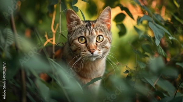 Obraz cat in a natural environment with vibrant colors. backgrounds of amazing animals in their natural habitat