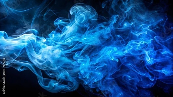 Fototapeta A swirling vortex of blue smoke against a dark backdrop, creating an ethereal and abstract composition.