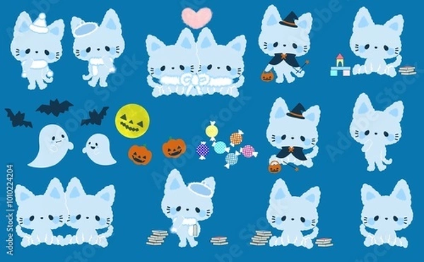 Fototapeta ふわふわ子猫の双子★ハロウィンイベントセットや秋冬ファッションセット
