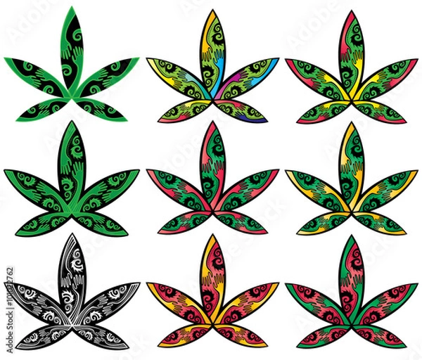 Obraz marijuana cannabis leaf silhouette with snake illustrations