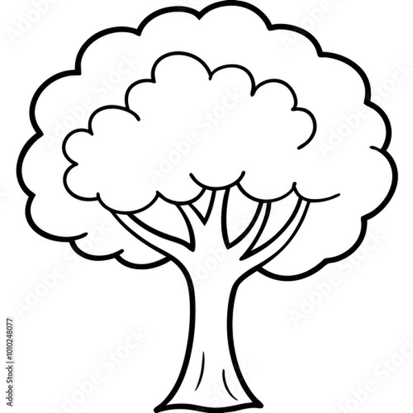 Fototapeta cartoon tree outline coloring book page line art drawing