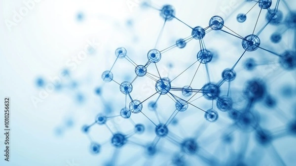 Fototapeta Network structure chemical bonds in molecular level of lines and points, dots and connections