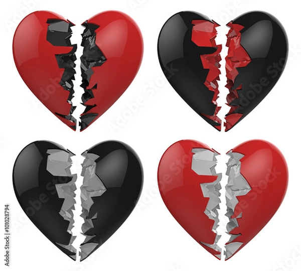 Obraz Broken black heart isolated