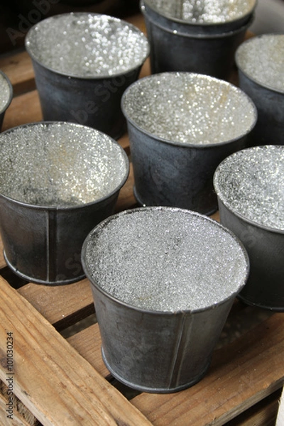 Fototapeta Many small buckets