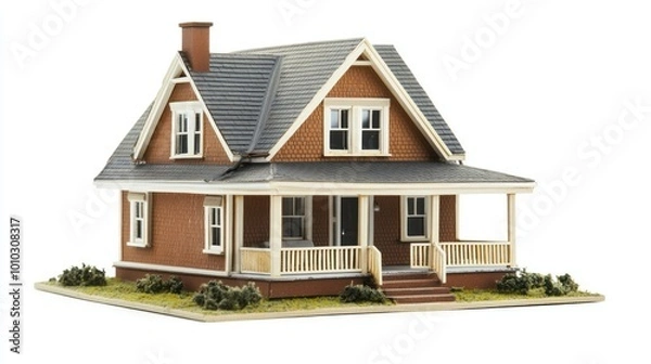 Obraz Model house isolated on a white background, highlighting its design and features.