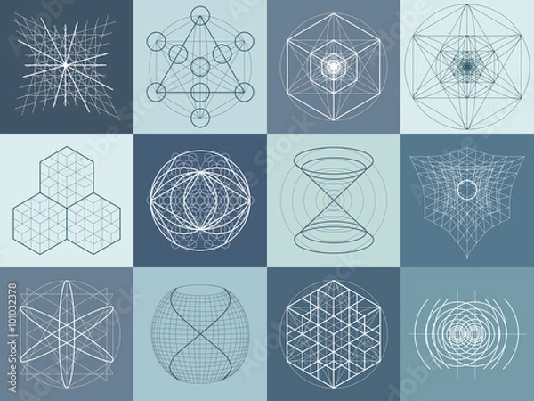 Fototapeta Sacred geometry symbols and elements set