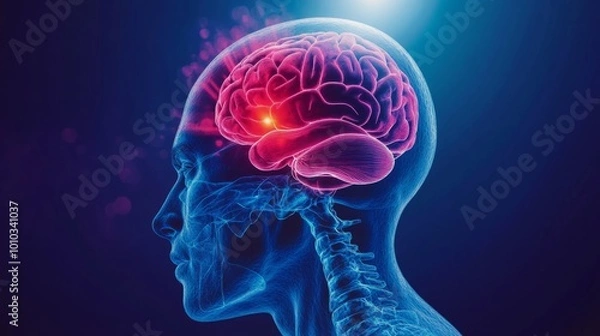 Fototapeta Stroke Impact on Brain - Oxygen and Nutrient Disruption Due to Blocked or Ruptured Blood Vessels