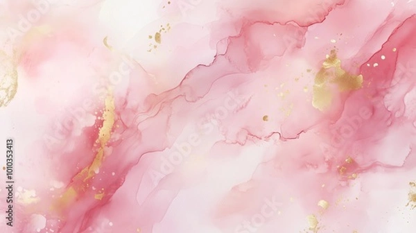 Fototapeta A soft pink watercolor with gold accents, perfect for romantic designs and elegant projects.