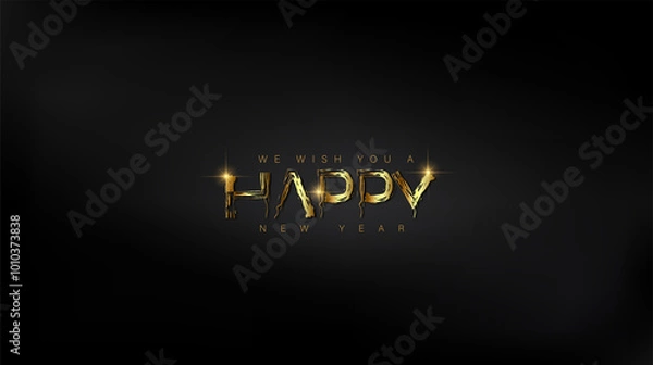 Fototapeta Festive Happy New Year lettering on a black background, represents the excitement and optimism of the new year ahead
