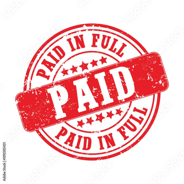 Fototapeta Paid grunge rubber ink stamp vector isolated on a white background