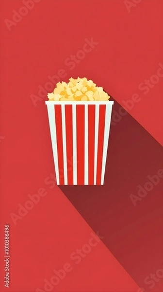 Fototapeta POPCORN creative banner,minimalistic flat vector illustration,plain background