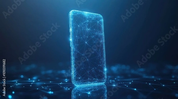 Fototapeta Digital Smartphone Illustration with Blue Network