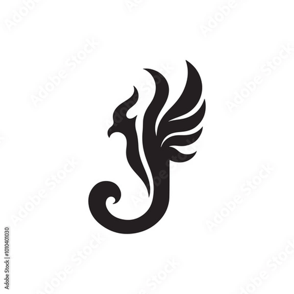 Fototapeta Stylish Letter J Silhouette Vector Icon - Clean and Contemporary Design, Ideal for Branding, Corporate Logos, and Typography Projects for Digital and Print Media.
