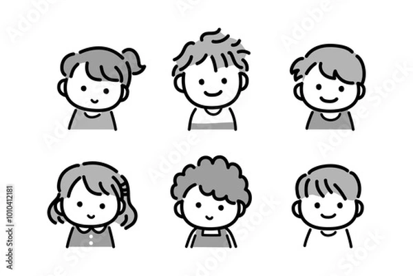 Obraz 男の子、女の子、顔、表情、セット
