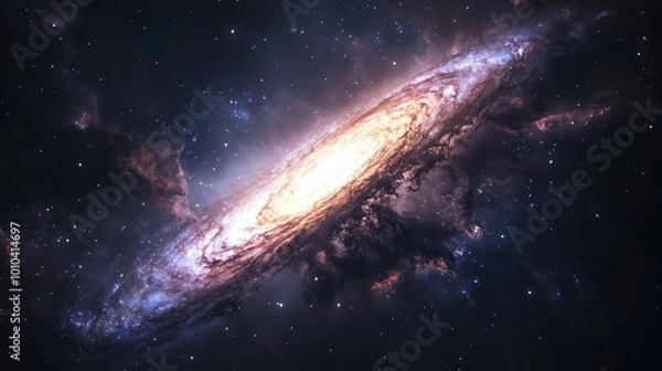 Fototapeta A breathtaking spiral galaxy stretching across the cosmos, with luminous stars and distant nebulae, reflecting the beauty of space.