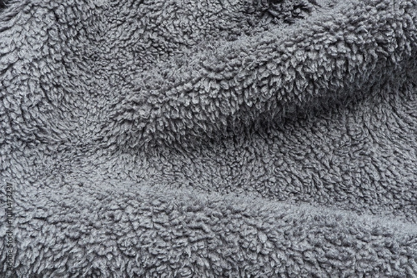 Fototapeta Grey microfiber fabric texture for background. view from above. Close up Micro fiber cloth