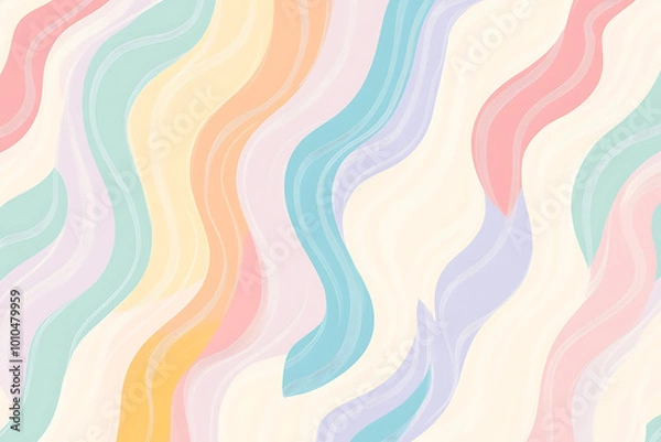 Fototapeta Pastel colored wavy lines seamless pattern