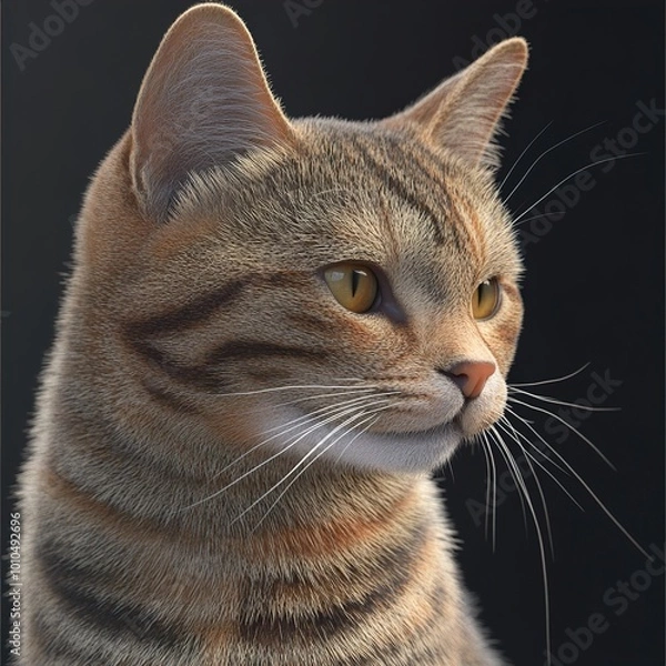 Fototapeta Close-up Portrait of a Tabby Cat with Curious Eyes
