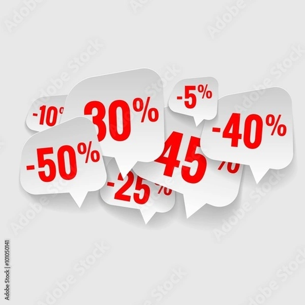 Fototapeta Set of stickers cut from paper. Discount price tags. Vector.