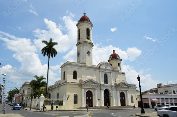 Fototapeta General view of the Cathedral of Purisima Concepcion in Cienfuegos. It's inscribed on UNESCO world heritage list. 