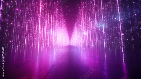 Fototapeta Abstract 3D Background with Purple Glowing Lines