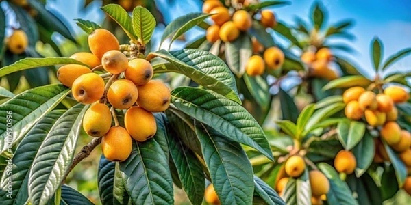 Fototapeta Forced Perspective diseases on the Japanese medlar tree, Loquat Tree
