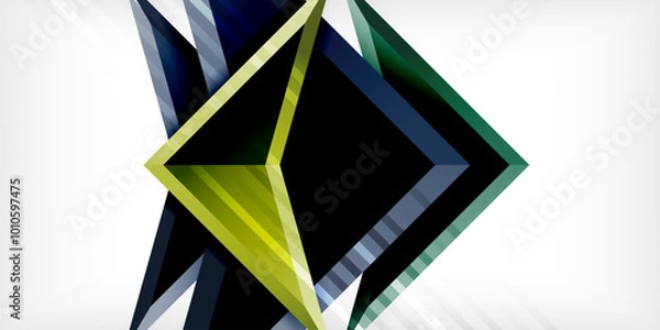 Fototapeta Arrows with 3d effect abstract background. Triangles on light grey backdrop