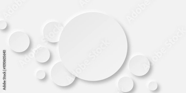 Fototapeta Abstract white circle shape geometric line background. abstract seamless modern white and gray color technology concept geometric circle vector background neomorphism style poster, banner design