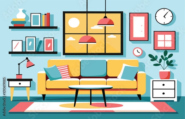 Fototapeta Cozy Living Room With Plants And Window
