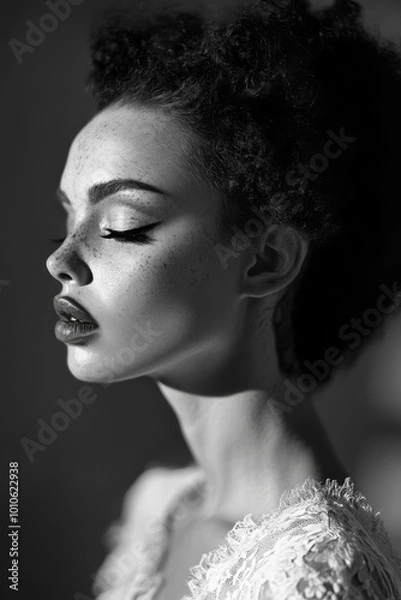 Fototapeta close portrait of a modern Frankenstein bride