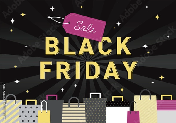 Fototapeta ブラックフライデー_デザイン_ショッピングバッグ