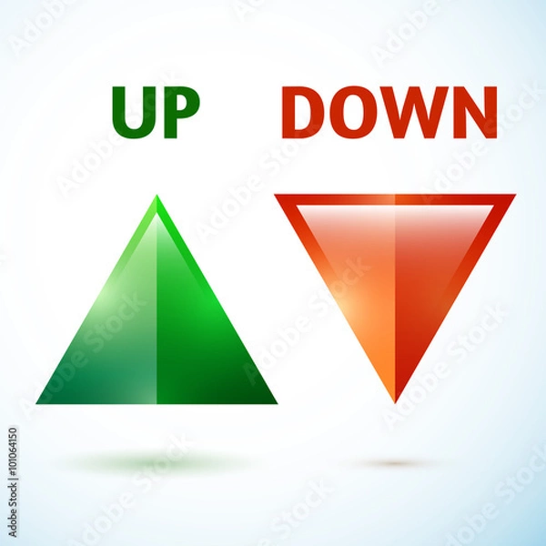 Fototapeta Realistic up and down arrows with inscriptions