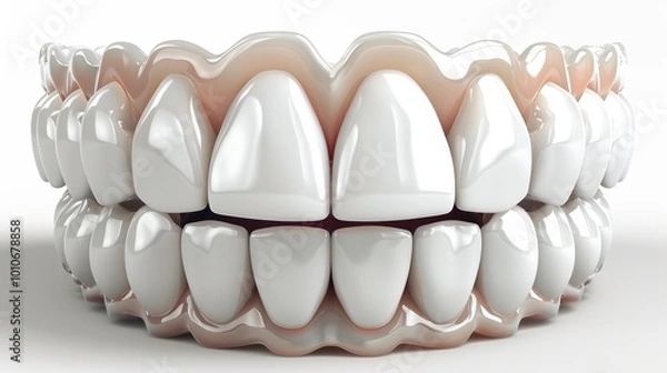 Fototapeta a 3D white teeth in a white background.