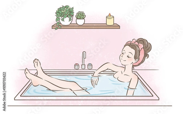 Obraz 入浴する女性