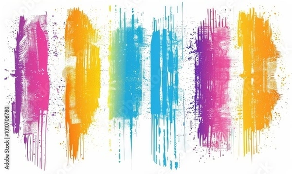 Fototapeta Set of grunge colorful banners, lines. Template for your modern designs. Brushed grungy painted lines.