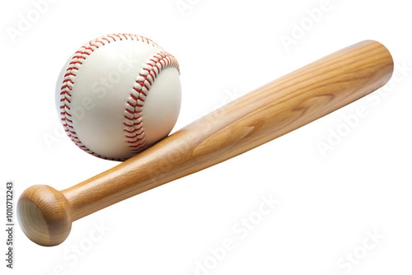 Fototapeta Baseball bat and ball isolate on transparency background