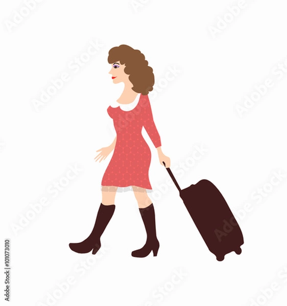 Fototapeta Woman with luggage
