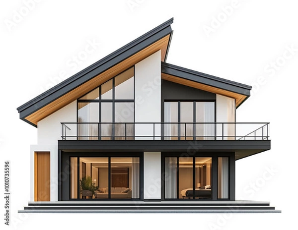 Fototapeta Modern House Architecture Isolated on Transparent Background PNG
