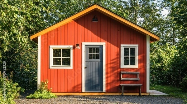 Obraz Converted storage shed showcasing efficient use of space.