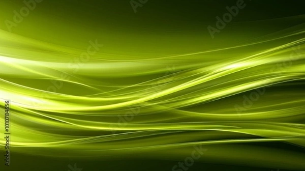 Fototapeta Abstract green wave background with glowing lines and soft focus. Perfect for nature, energy, or technology designs.