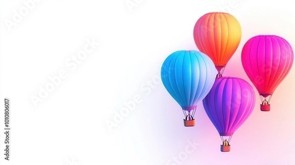 Fototapeta Colorful hot air balloons floating gracefully in a clear blue sky.