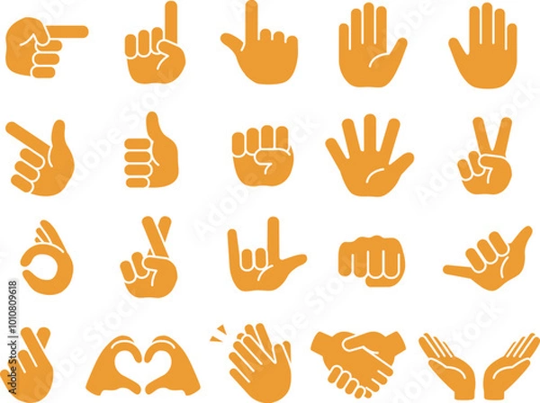 Fototapeta シンプルな手のサインマークセットイラスト