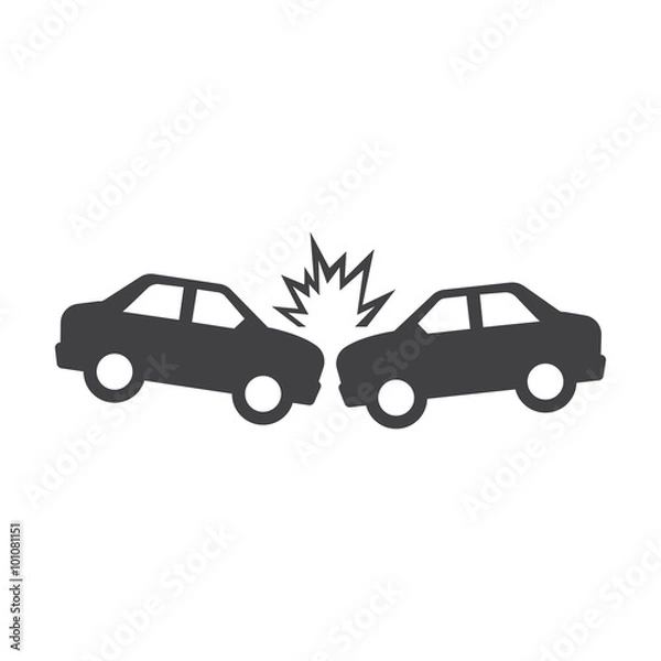 Fototapeta car crash black simple icon on white background for web