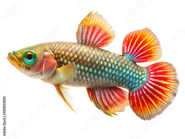 Fototapeta Killifish fish swiming isolated on a transparent background
