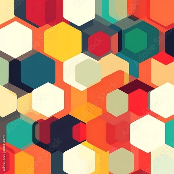 Fototapeta Striking abstract art featuring vivid hexagons in a geometric arrangement