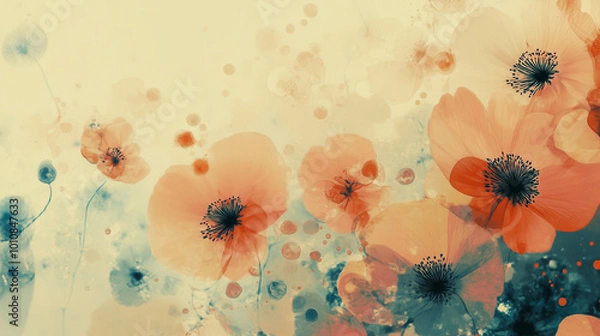 Fototapeta Flowers on a cream colored background. Generative AI
