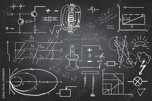 Fototapeta Physics formulas on board